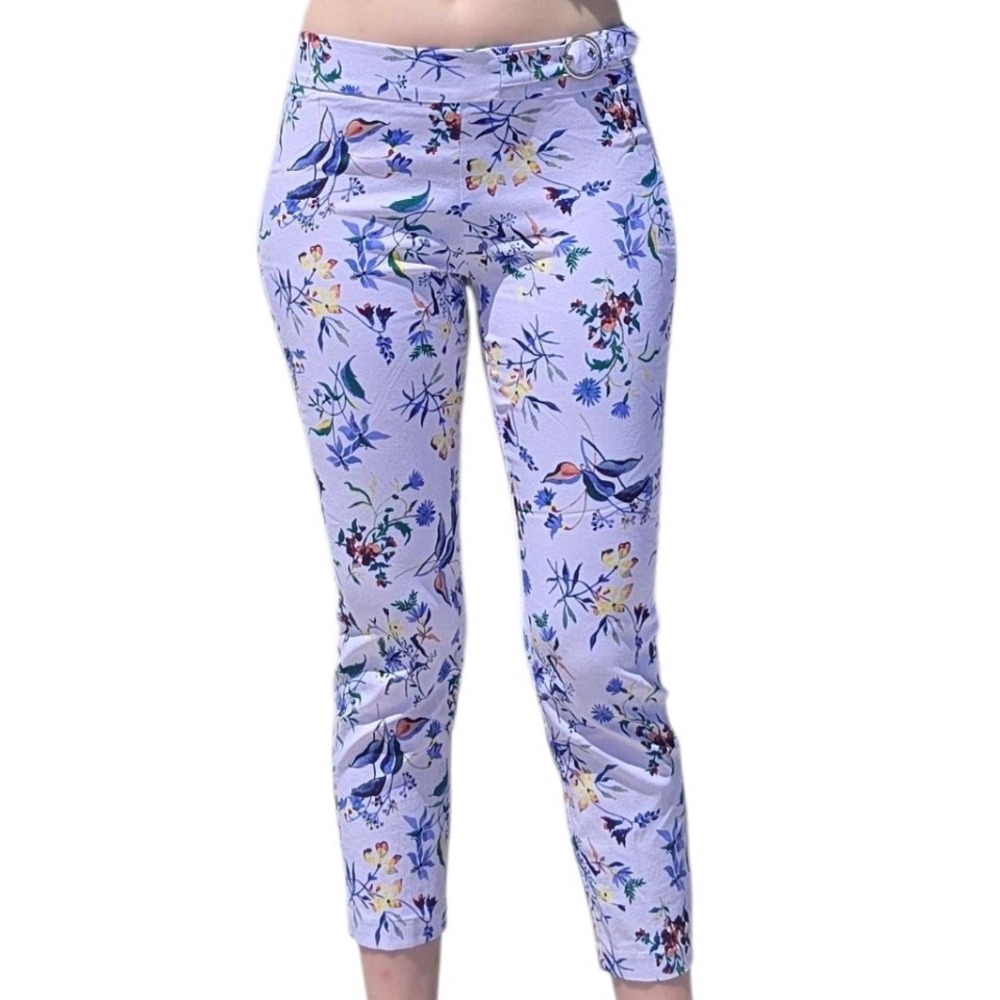 Floral Spring Print Capri Pants Cropped Casual Lightweight Trousers Size Unknown